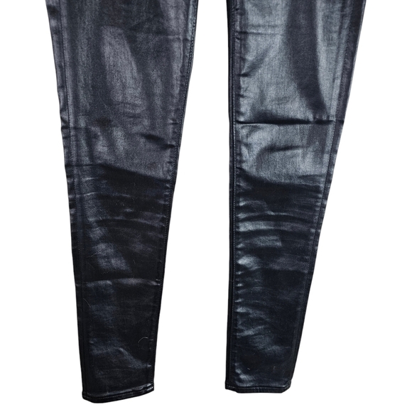 Adriano Goldschmied The Legging Super Skinny Ankle Black Faux Leather Jeans 24R - Picture 3 of 9